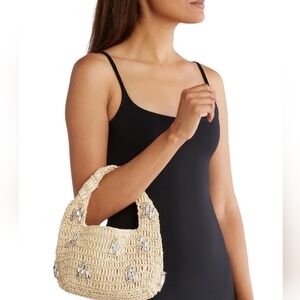 URBAN EXPRESSIONS Rhinestone Straw Shoulder Bag New